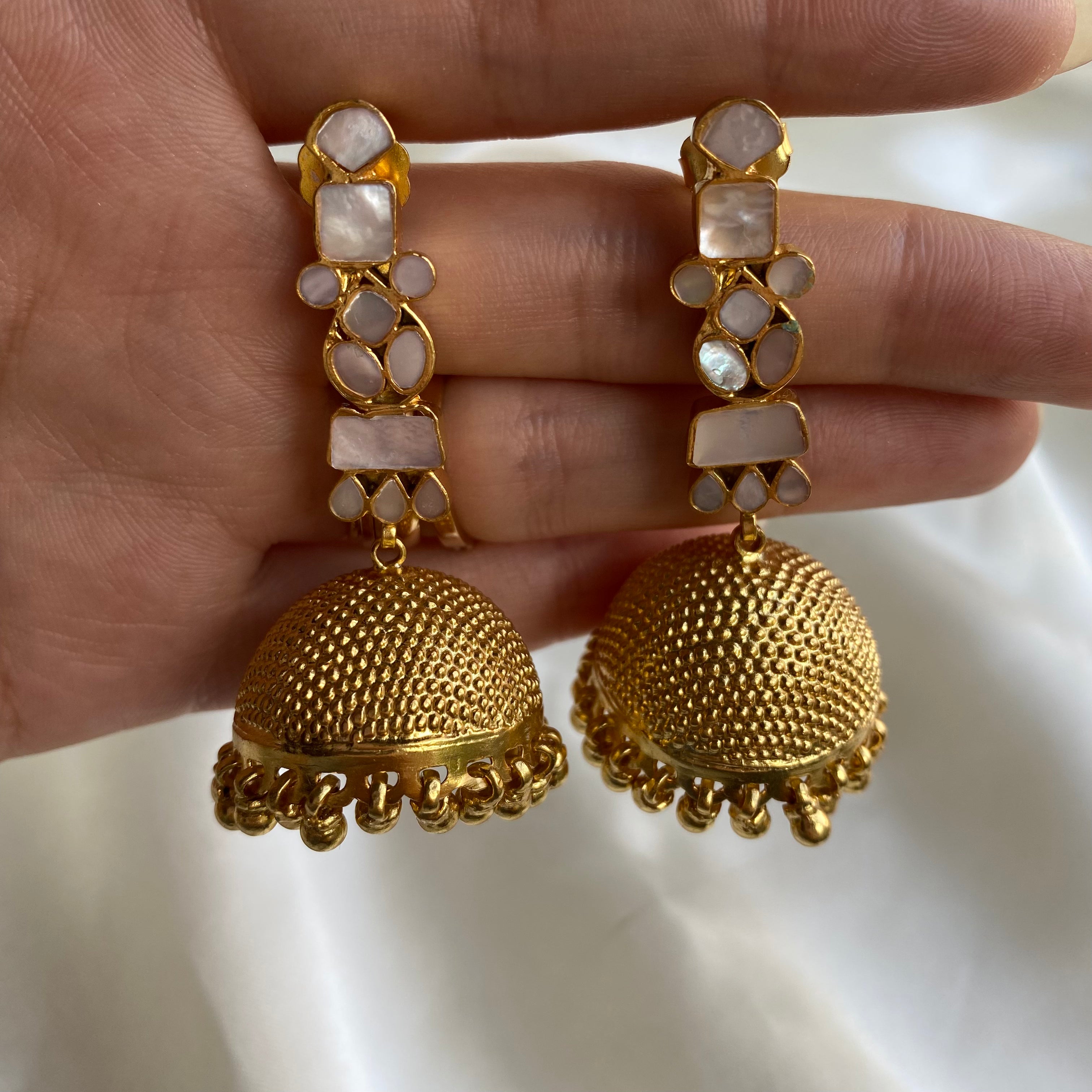 Cascade of Nacre Jhumkas