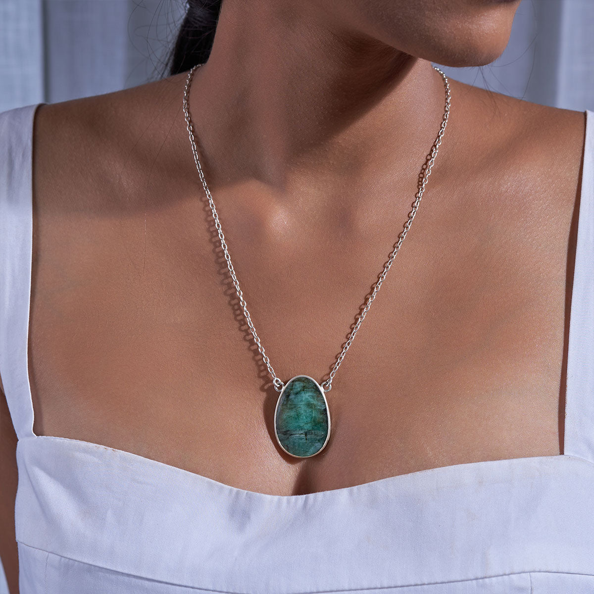 Forest Emerald Silver Pendant necklace