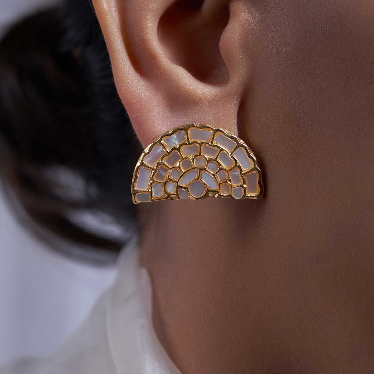 Half Moon Mali studs - Mother of Pearl