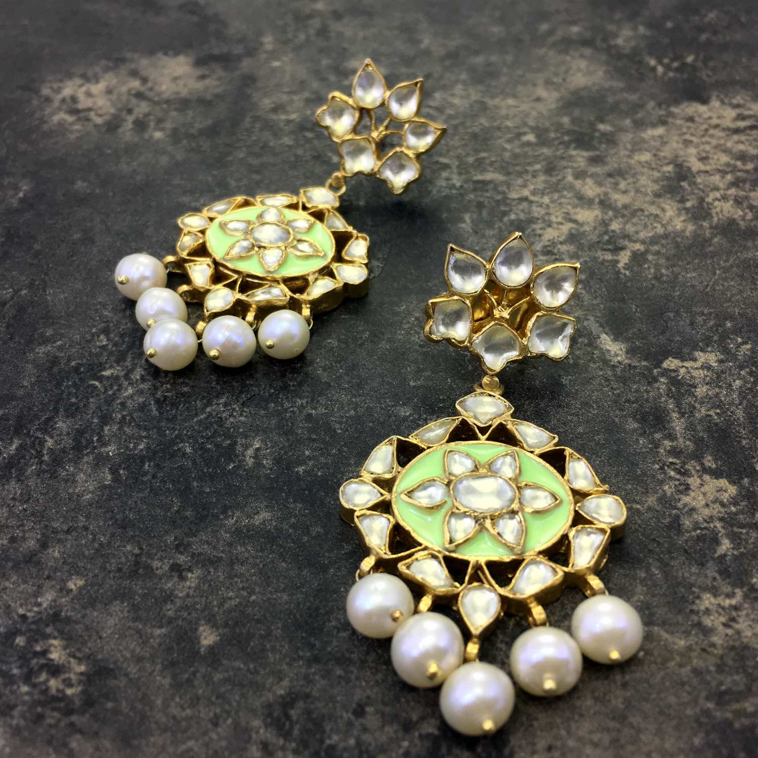 Pastel Meenakari Kundan Earrings