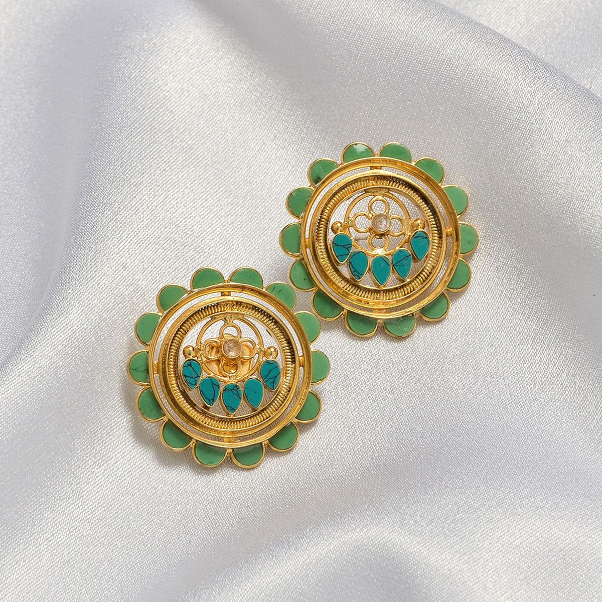 Turquoise Jheel Studs - Summer festive edit
