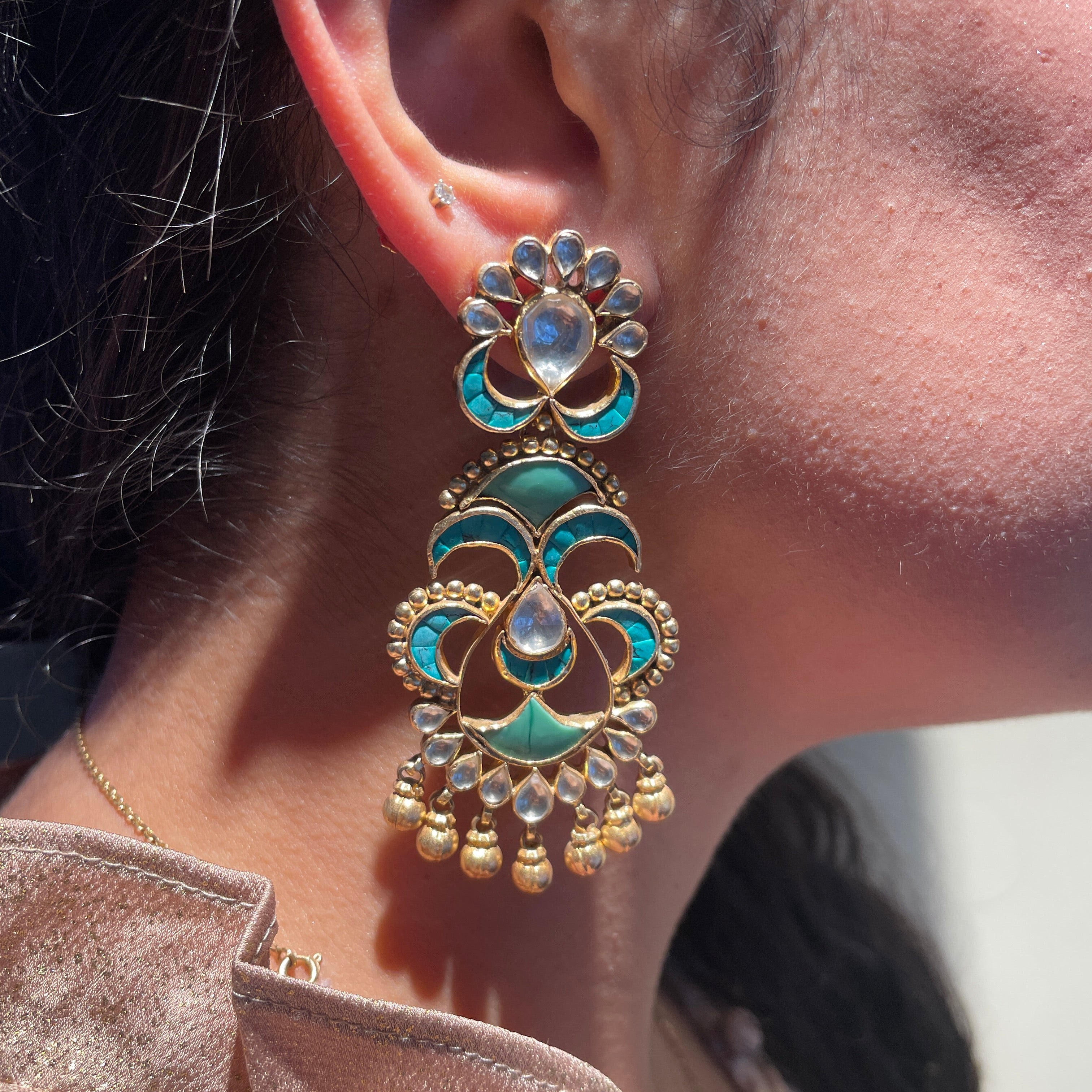 Twilight Crescent Earrings - Turquoise