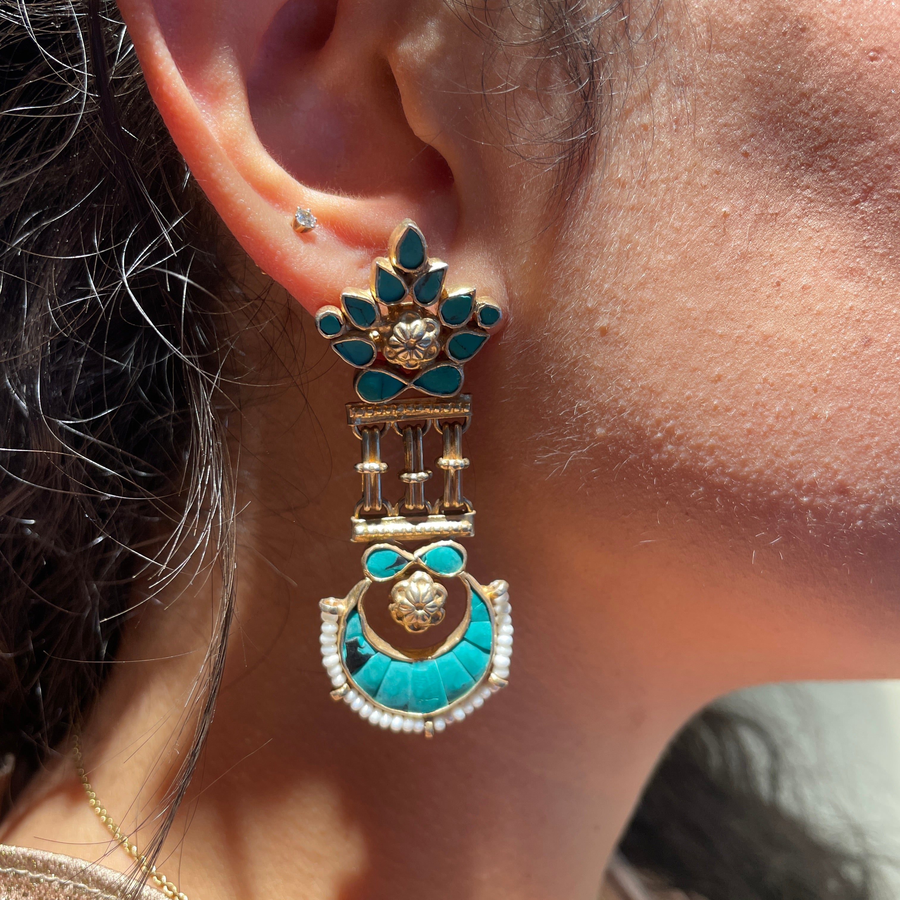Templetree earrings - Turquoise