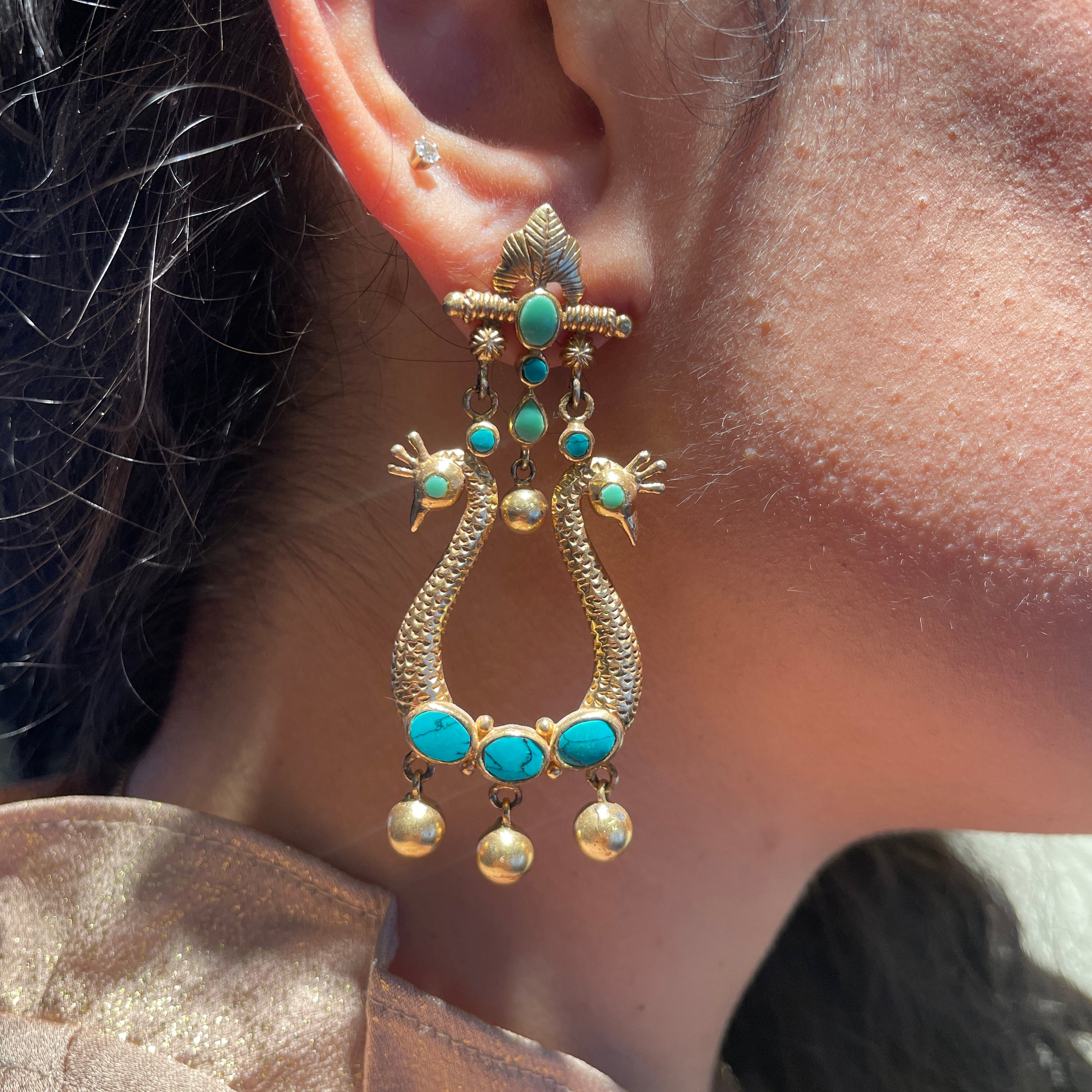 Navi Peacock Earrings - Turquoise