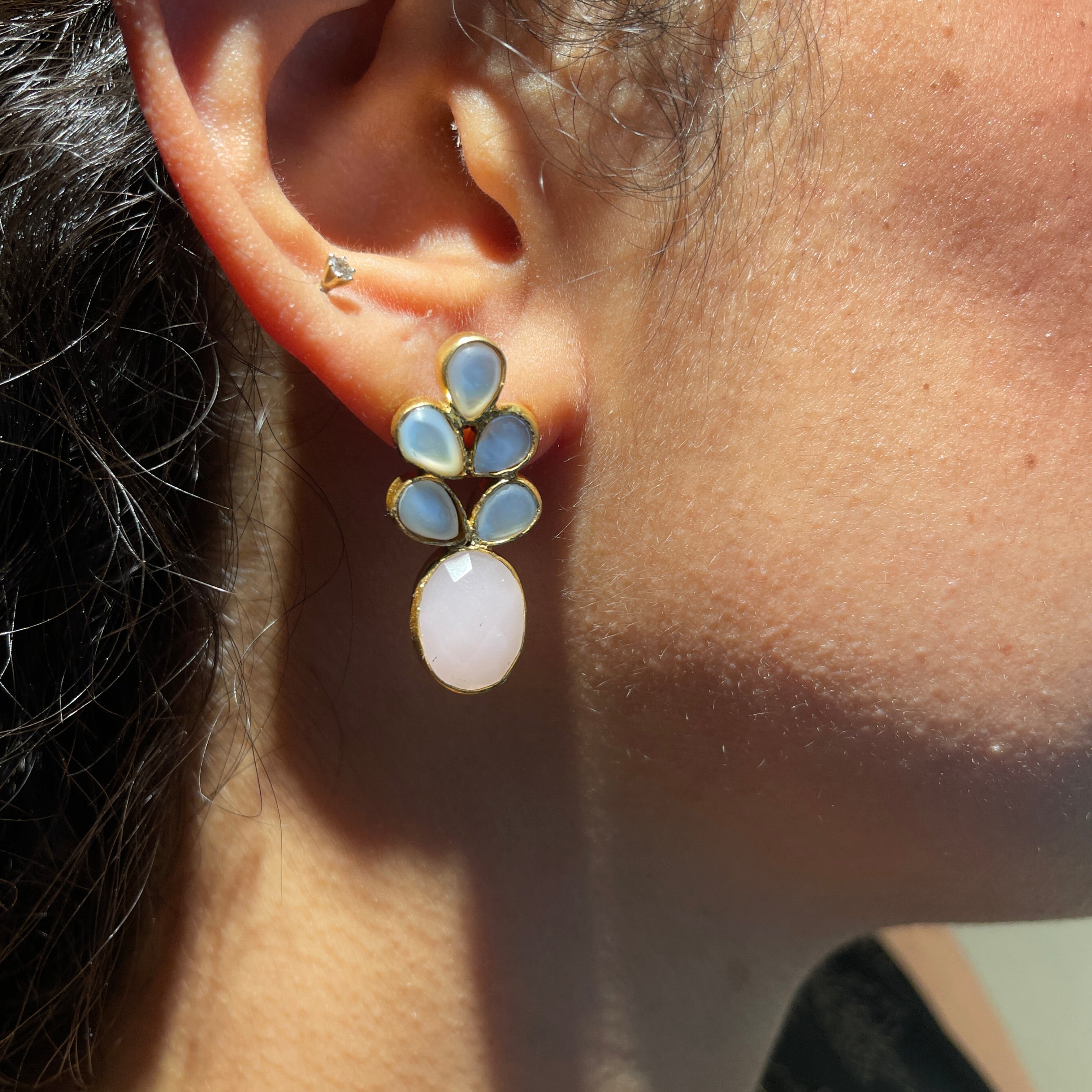 Fleur Studs - Mother of Pearl and Pink