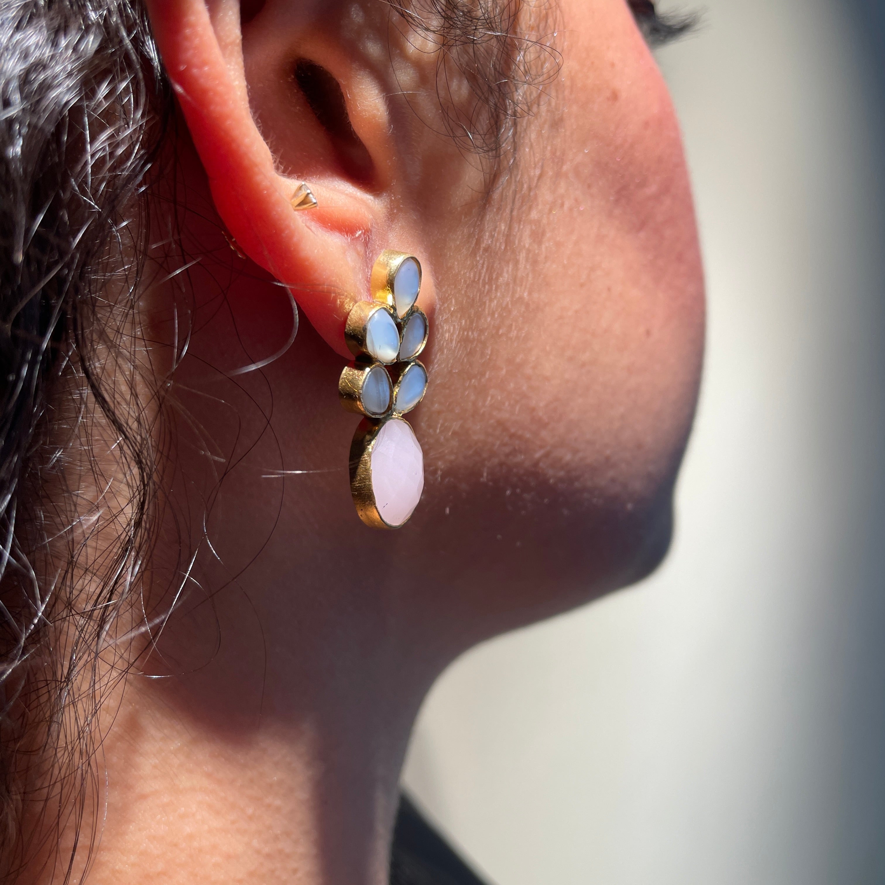Fleur Studs - Mother of Pearl and Pink