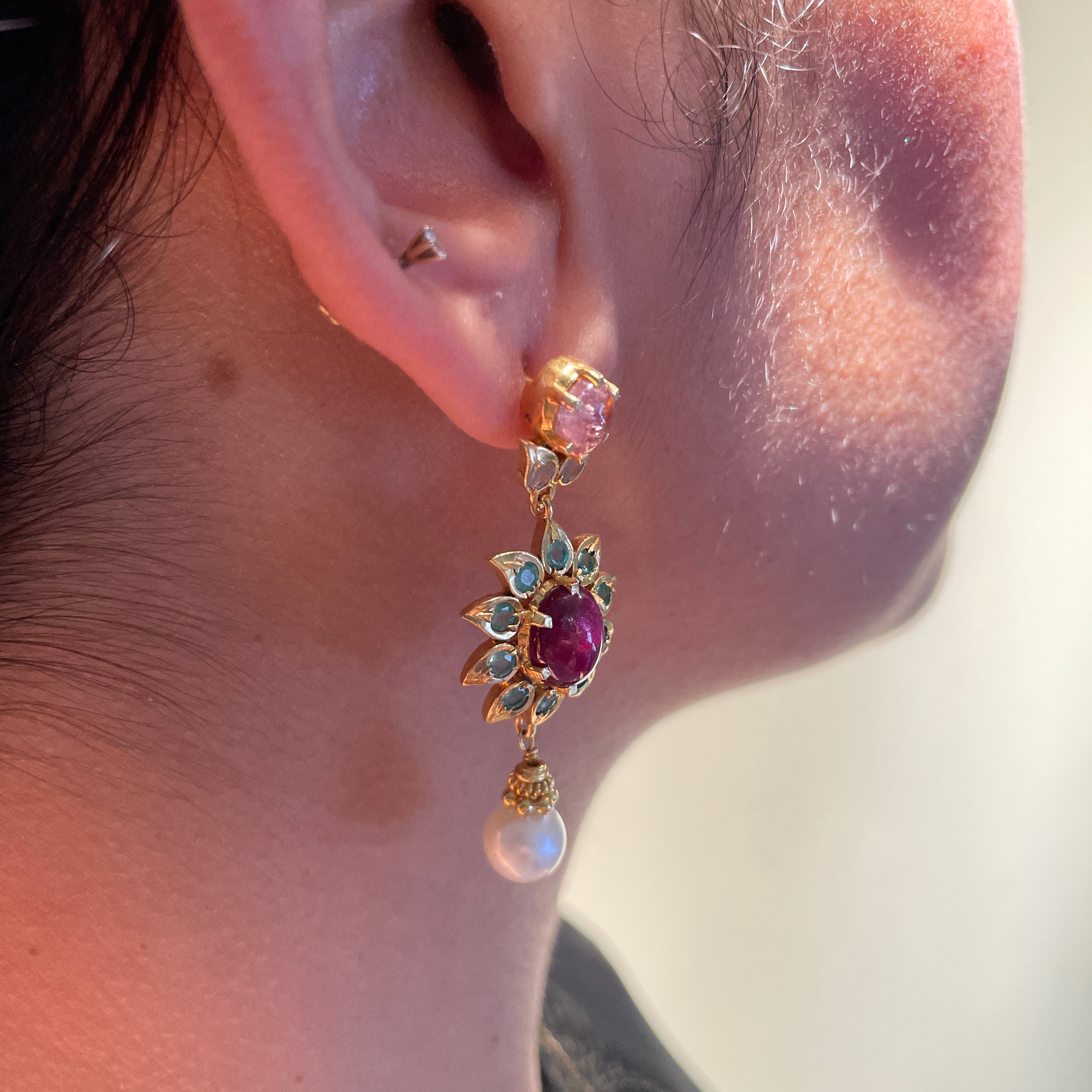 Blush Flower Gem Earrings
