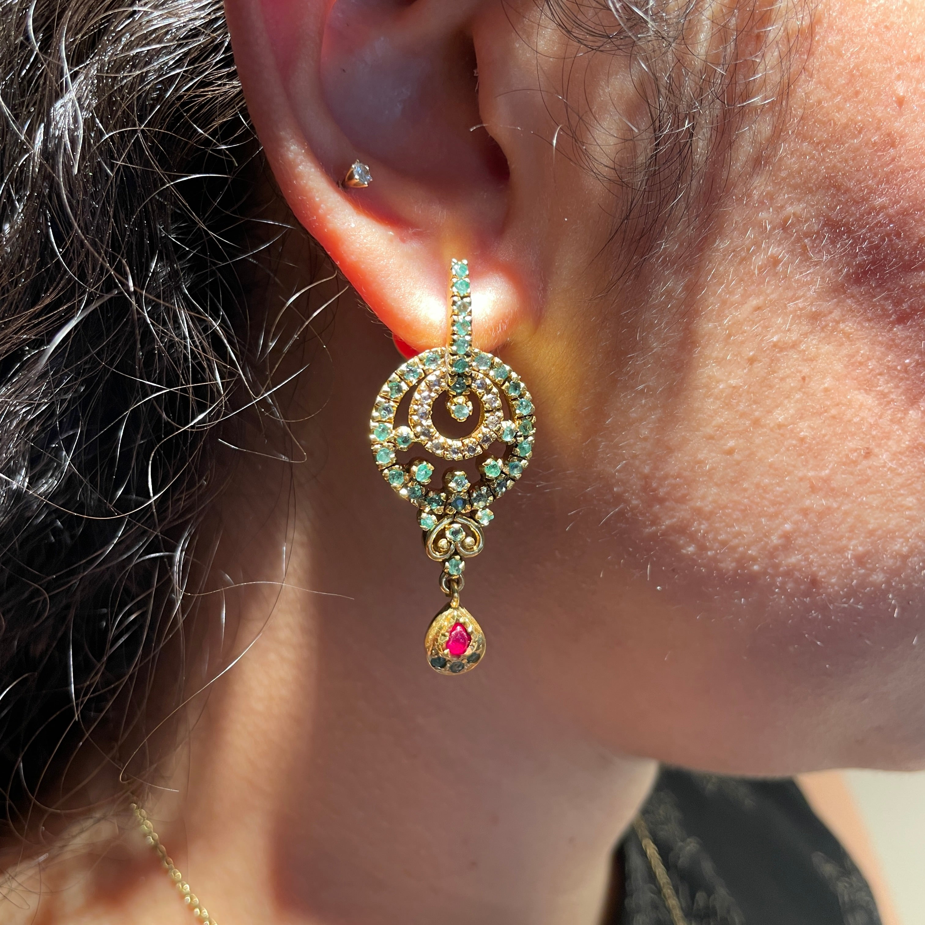 Emerald Orbit Droplet Earrings