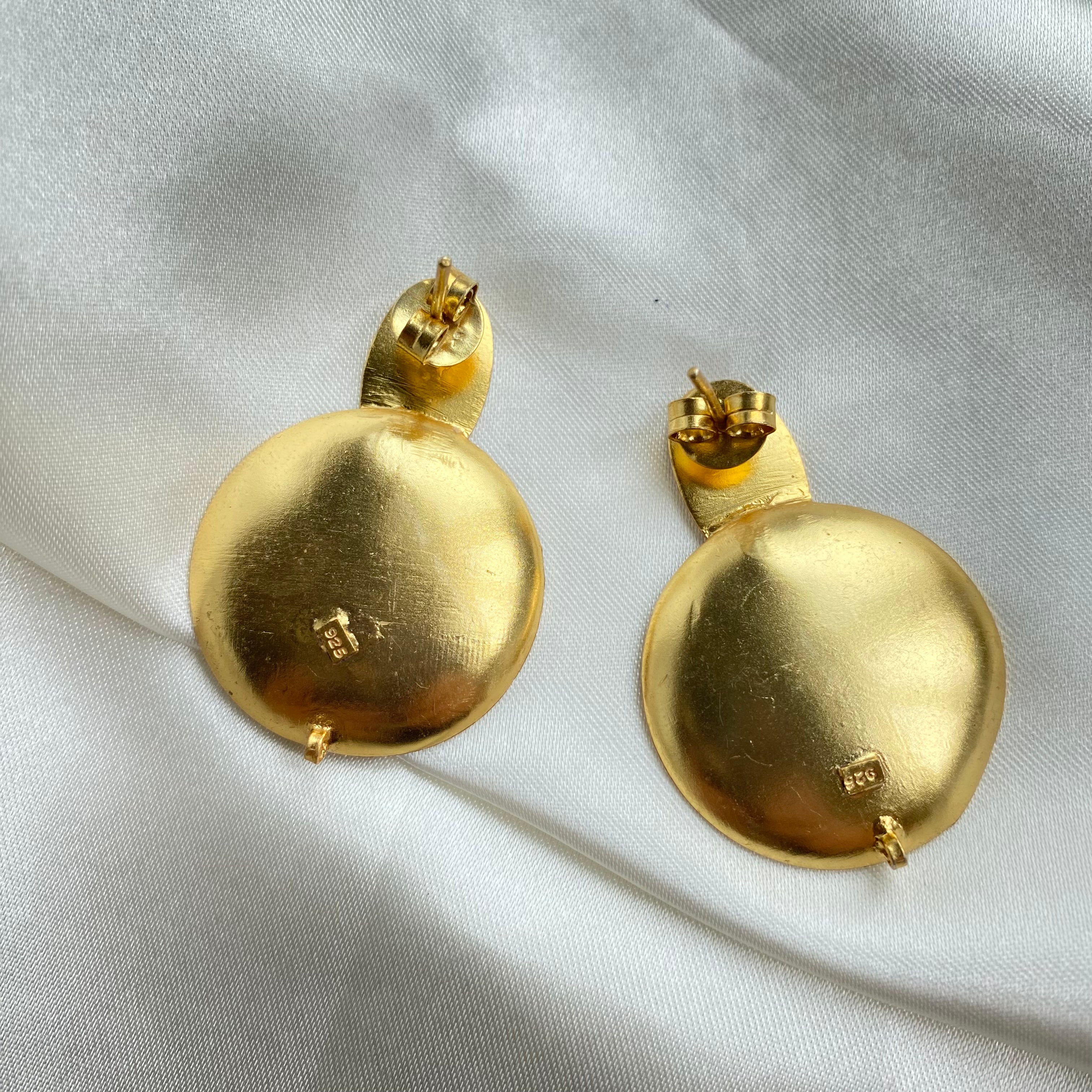 Golden Blossom Earrings - Turquoise