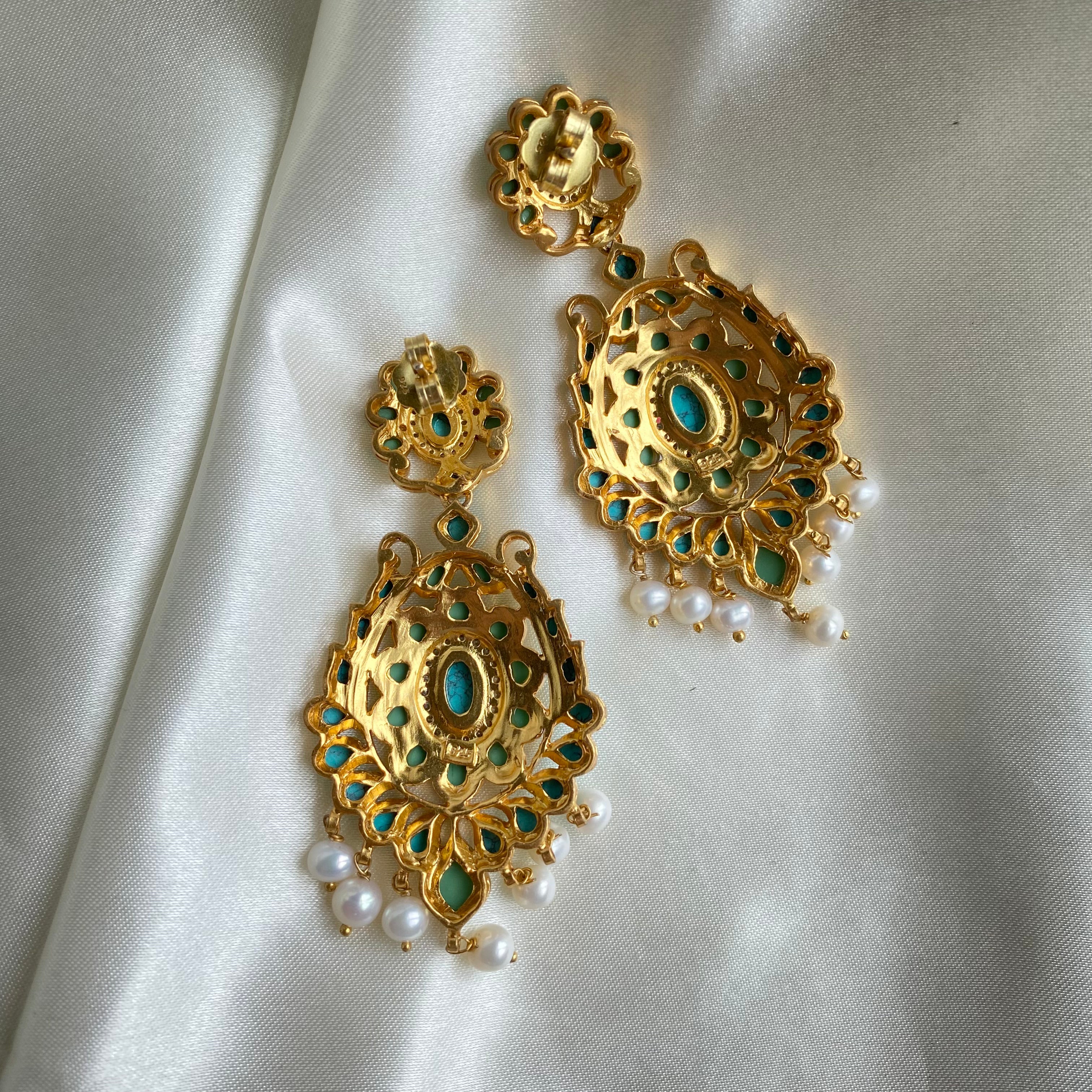 Blossom Cascade Earrings - Turquoise