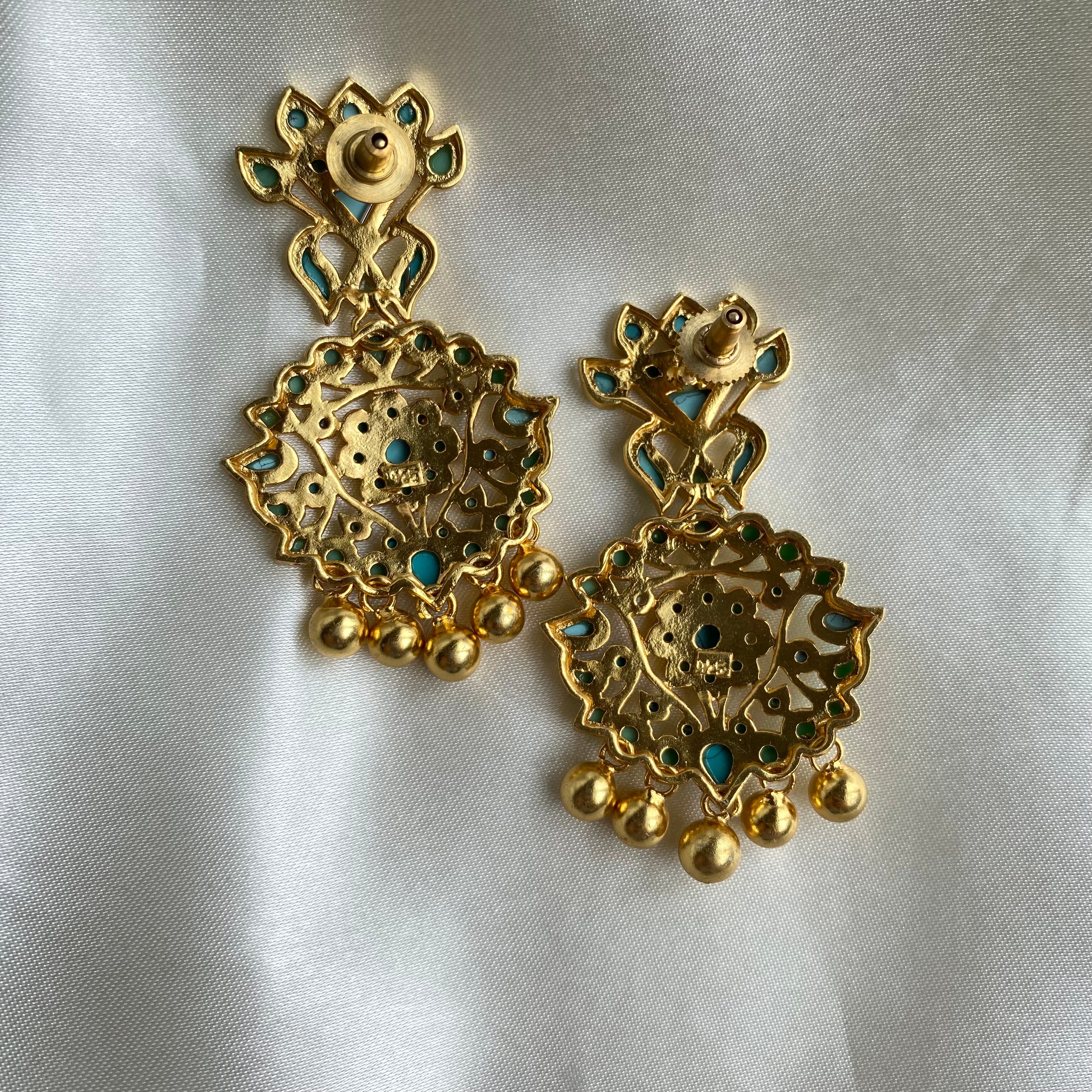 Firoza Earrings - Turquoise Gold drop