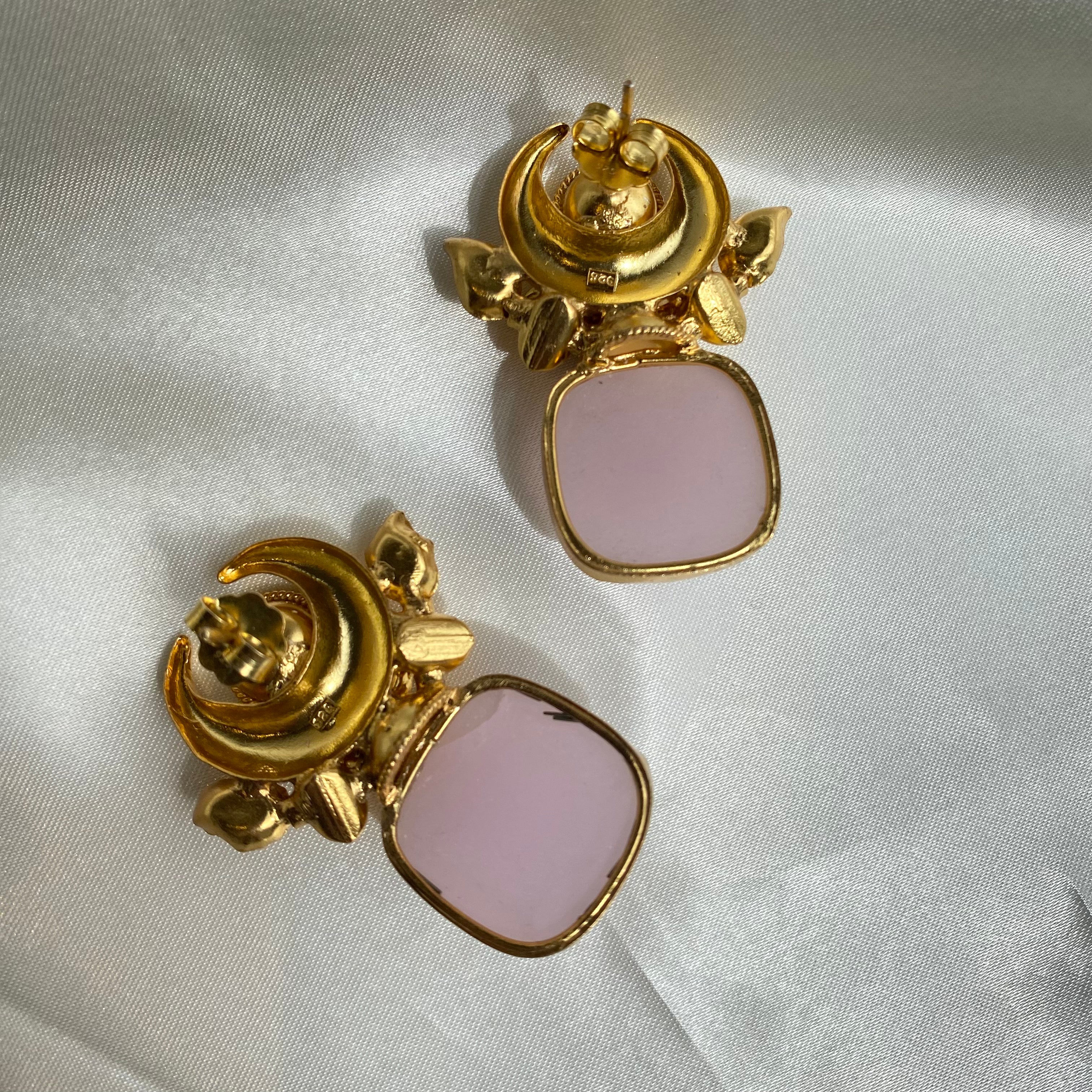 Devi Earrings - Rose Quartz
