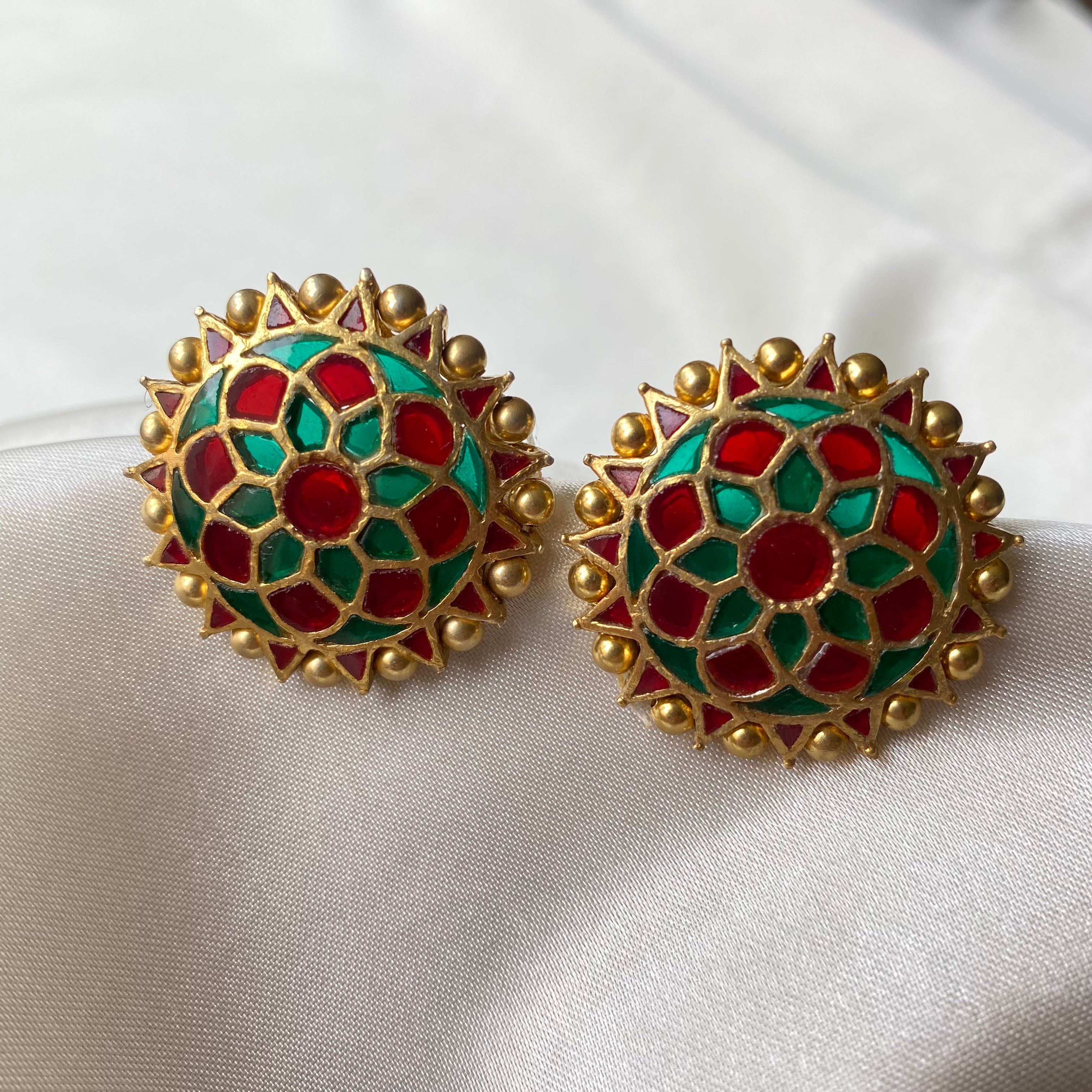 Mantra Studs with Golden Ball