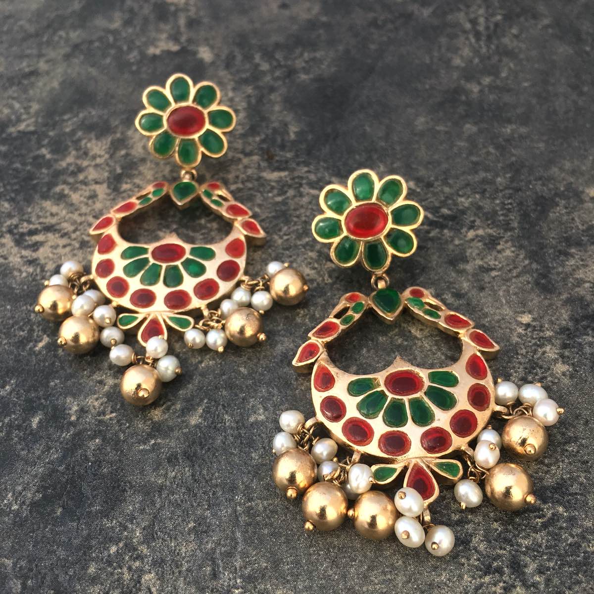 Paro Bali earrings Red & Green