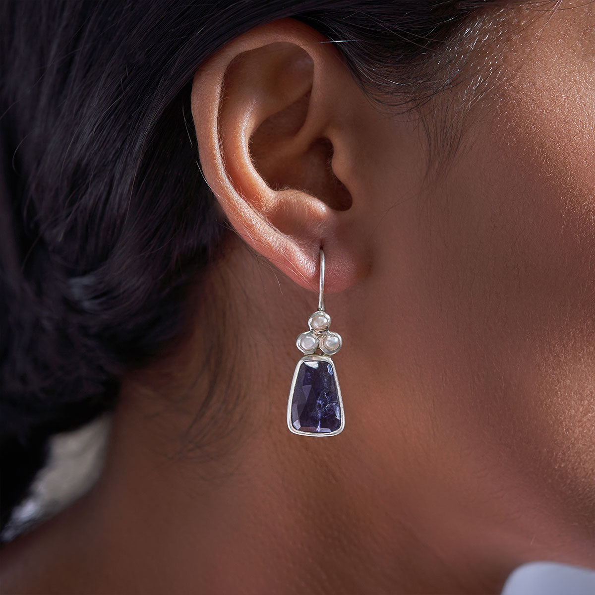 Iolite and Pearl drops